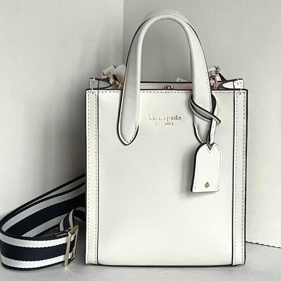 Kate Spade Manhattan Mini Tote Crossbody White Leather Shoulder Bag - Picture 2 of 14